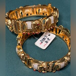 Bridal Gold Plated Elephant Bangle Set